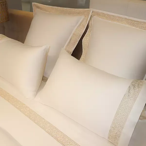 Nova Home Lounge Embroidery Duvet Cover Set - 100% Cotton, 400 Thread - King & Super King - 7 Pcs - White & Gold product thumbnail 2