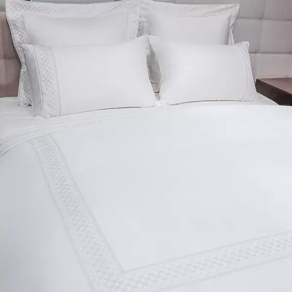 Nova Home Cotton Prime Embroidery Duvet Cover Set - 100% Cotton, 400 Thread - King & Super King - 7 Pcs - White product thumbnail 5
