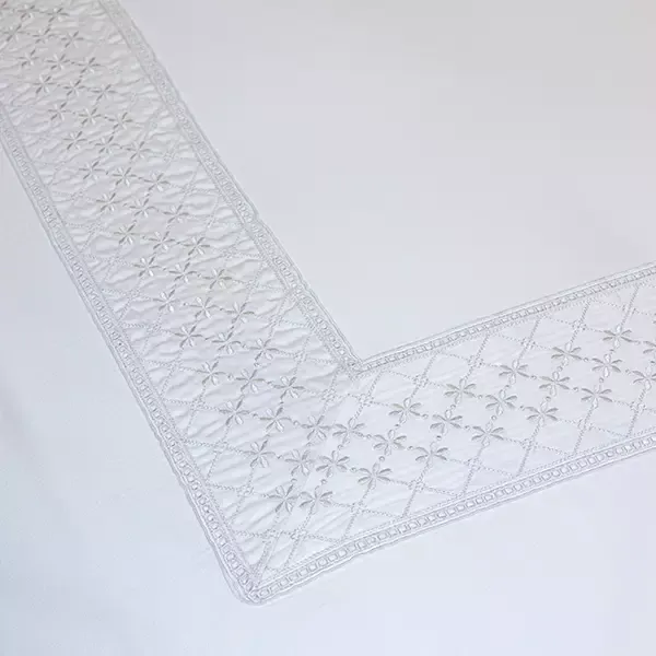 Nova Home Cotton Prime Embroidery Duvet Cover Set - 100% Cotton, 400 Thread - King & Super King - 7 Pcs - White product thumbnail 7