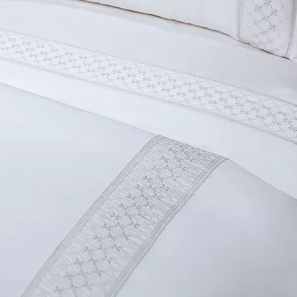 Nova Home Cotton Prime Embroidery Duvet Cover Set - 100% Cotton, 400 Thread - King & Super King - 7 Pcs - White product thumbnail 2