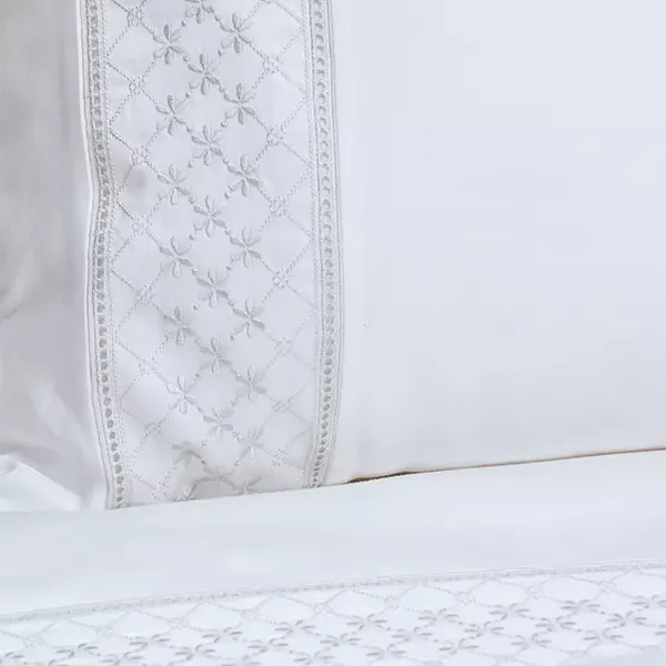 Nova Home Cotton Prime Embroidery Duvet Cover Set - 100% Cotton, 400 Thread - King & Super King - 7 Pcs - White product thumbnail 9