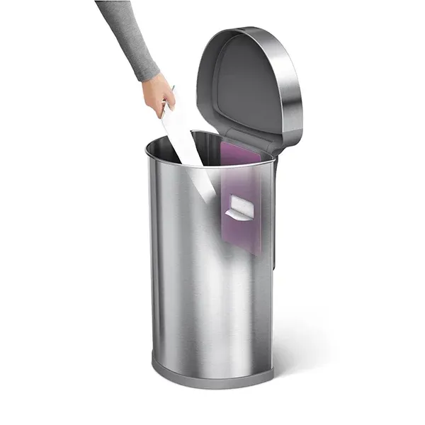 Simplehuman Sensor Trash Bin Semi Round - Stainless Steel - 45 Liter - Brushed product thumbnail 5