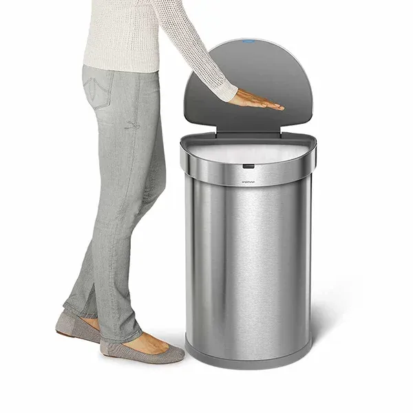 Simplehuman Sensor Trash Bin Semi Round - Stainless Steel - 45 Liter - Brushed product thumbnail 6