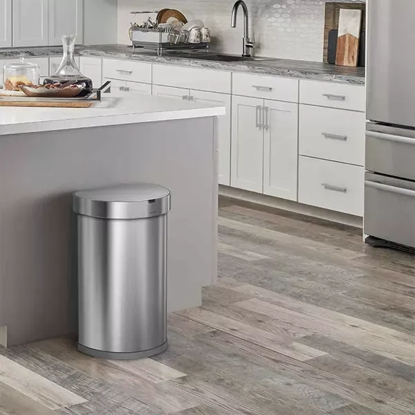 Simplehuman Sensor Trash Bin Semi Round - Stainless Steel - 45 Liter - Brushed product thumbnail 4