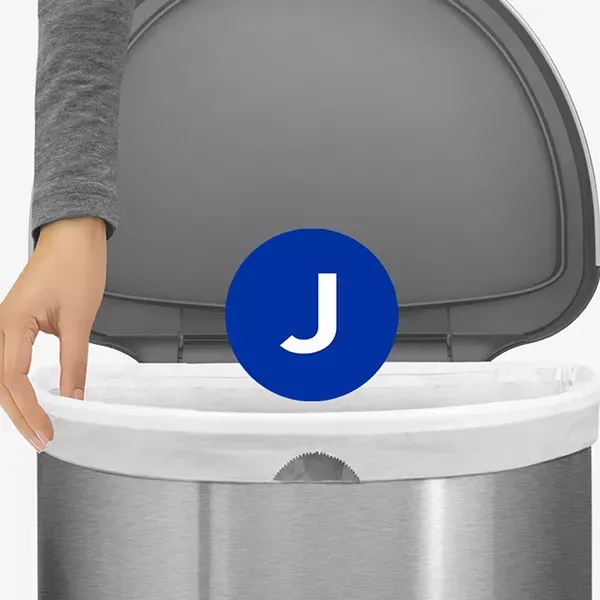 Simplehuman Sensor Trash Bin Semi Round - Stainless Steel - 45 Liter - Brushed product thumbnail 9