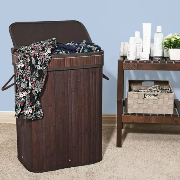 Nova Home Lorin Foldable Rectangular Laundry Basket - Brown product thumbnail 2