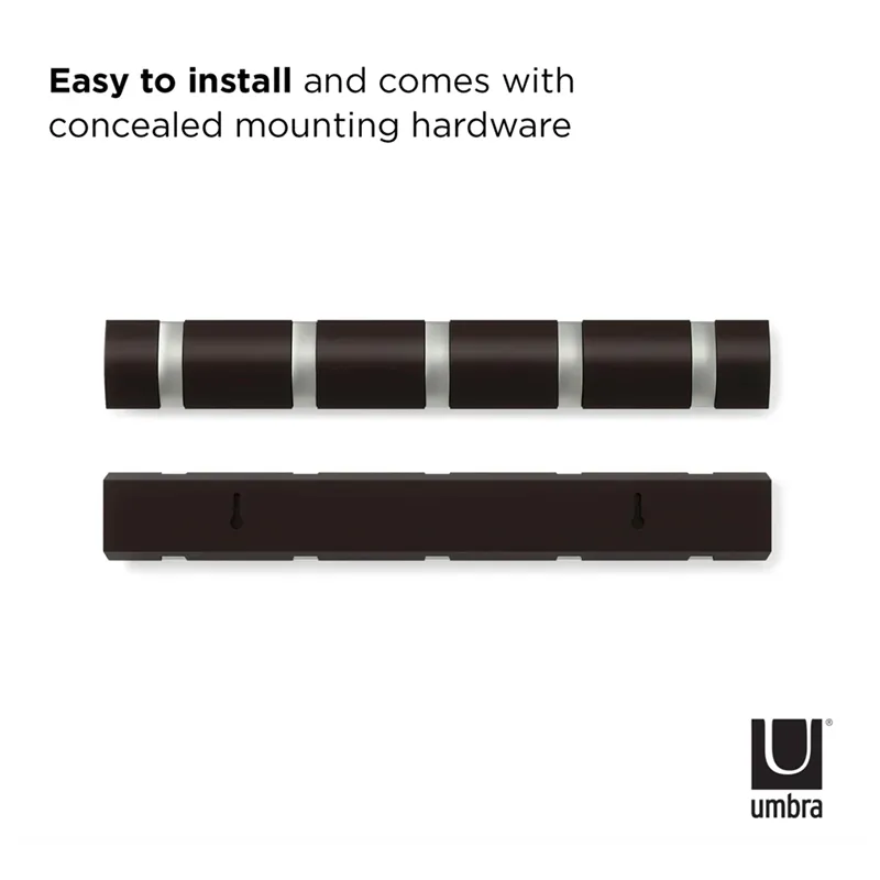 Umbra Flip 5 Hooks Wall Rail - Espresso product thumbnail 3