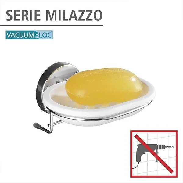 Wenko Milazzo Vacum-Loc Soap Dish - Stainless Steel - White product thumbnail 4