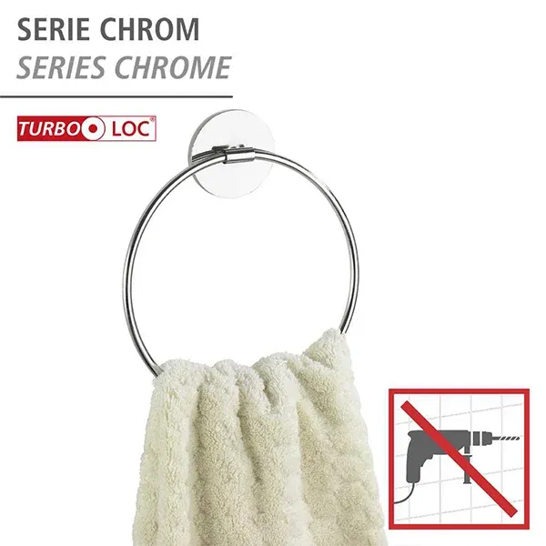 Wenko Towel Ring "Turbo-loc" - Stainless Steel - Silver product thumbnail 2