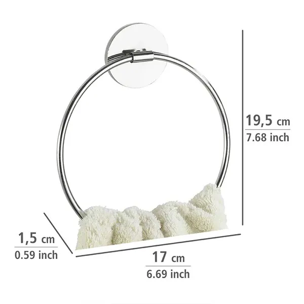 Wenko Towel Ring "Turbo-loc" - Stainless Steel - Silver product thumbnail 3