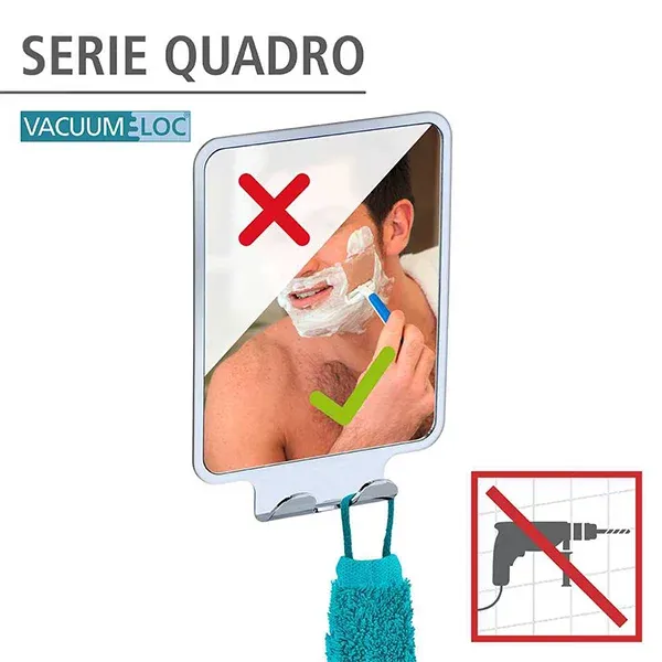 Wenko Wall Mirror "Vacuum-loc Quadro" - Glass - Silver product thumbnail 3