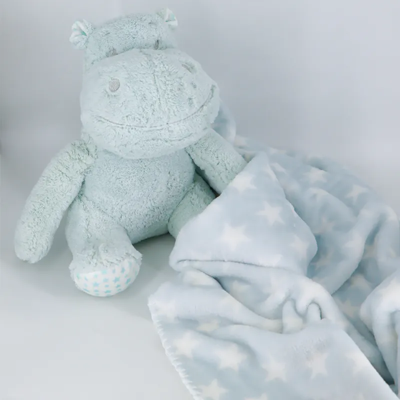 Nova Home Bebo Hippo Toy with Baby Blanket - 75x100 cm - Mint product thumbnail 2