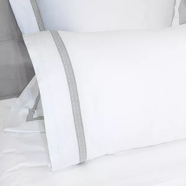 Nova Home Moons Embroidery Duvet Cover Set - 100% Cotton, 400 Thread - King & Super King - 7 Pcs - White & Grey product thumbnail 2