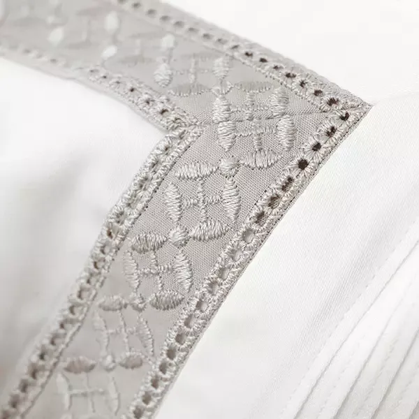 Nova Home Moons Embroidery Duvet Cover Set - 100% Cotton, 400 Thread - King & Super King - 7 Pcs - White & Grey product thumbnail 5