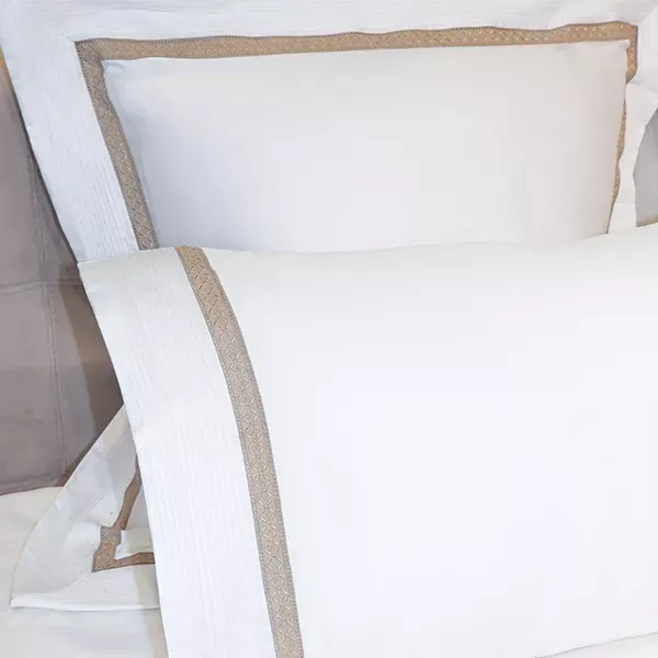 Nova Home Moons Embroidery Duvet Cover Set - 100% Cotton, 400 Thread - King & Super King - 7 Pcs - White & Taupe product thumbnail 10