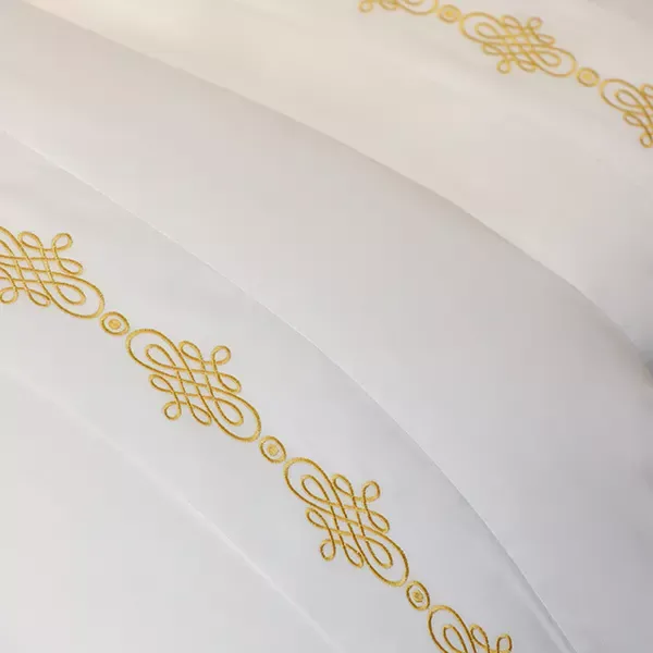 Nova Home RUBY Embroidery Duvet Cover Set - 100% Cotton, 400 Thread - King & Super King - 7 Pcs - White & Gold product thumbnail 12