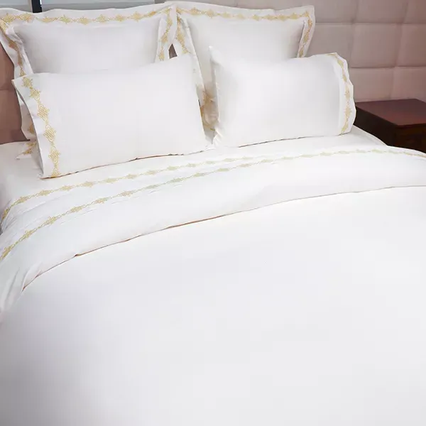 Nova Home RUBY Embroidery Duvet Cover Set - 100% Cotton, 400 Thread - King & Super King - 7 Pcs - White & Gold product thumbnail 4