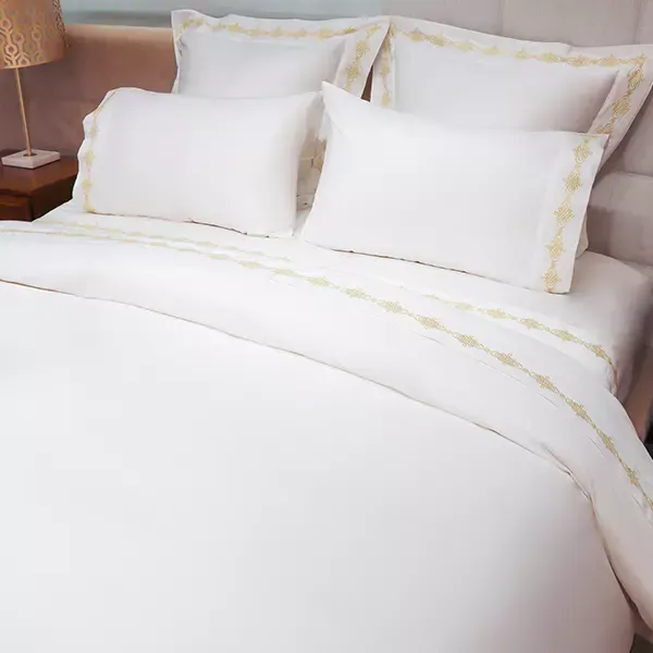 Nova Home RUBY Embroidery Duvet Cover Set - 100% Cotton, 400 Thread - King & Super King - 7 Pcs - White & Gold product thumbnail 4