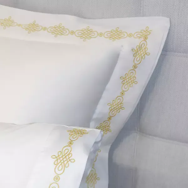 Nova Home RUBY Embroidery Duvet Cover Set - 100% Cotton, 400 Thread - King & Super King - 7 Pcs - White & Gold product thumbnail 2