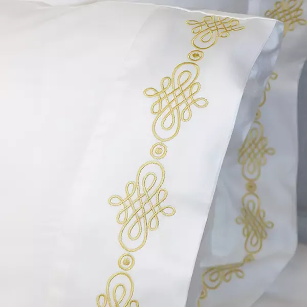 Nova Home RUBY Embroidery Duvet Cover Set - 100% Cotton, 400 Thread - King & Super King - 7 Pcs - White & Gold product thumbnail 7