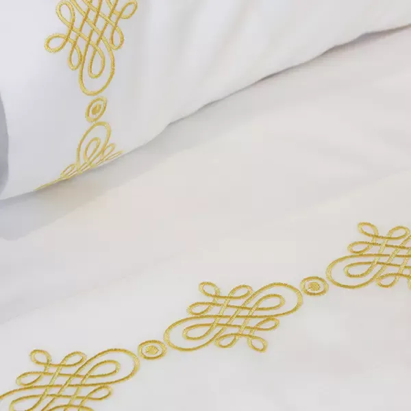 Nova Home RUBY Embroidery Duvet Cover Set - 100% Cotton, 400 Thread - King & Super King - 7 Pcs - White & Gold product thumbnail 9