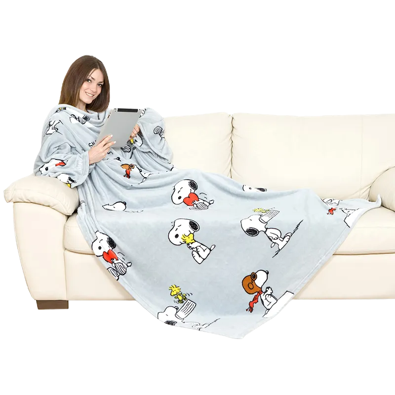 Kanguru Snoopy Blanket With Sleeves - 140x180 Cm - Grey product thumbnail 5