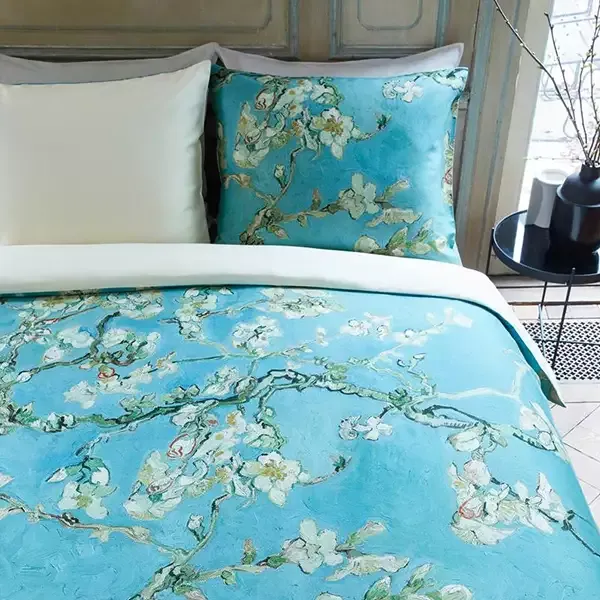 Van Gogh Almond Blossom Duvet Cover Set - 100% Cotton Satin, 220 Thread Count - King & Super King - 3 Pcs - Blue product thumbnail 2