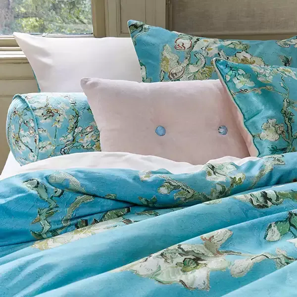 Van Gogh Almond Blossom Duvet Cover Set - 100% Cotton Satin, 220 Thread Count - King & Super King - 3 Pcs - Blue product thumbnail 3