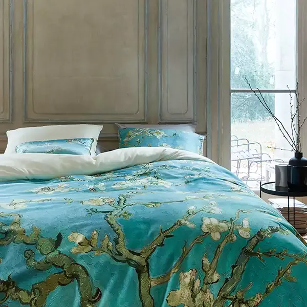 Van Gogh Almond Blossom Duvet Cover Set - 100% Cotton Satin, 220 Thread Count - King & Super King - 3 Pcs - Blue product thumbnail 4