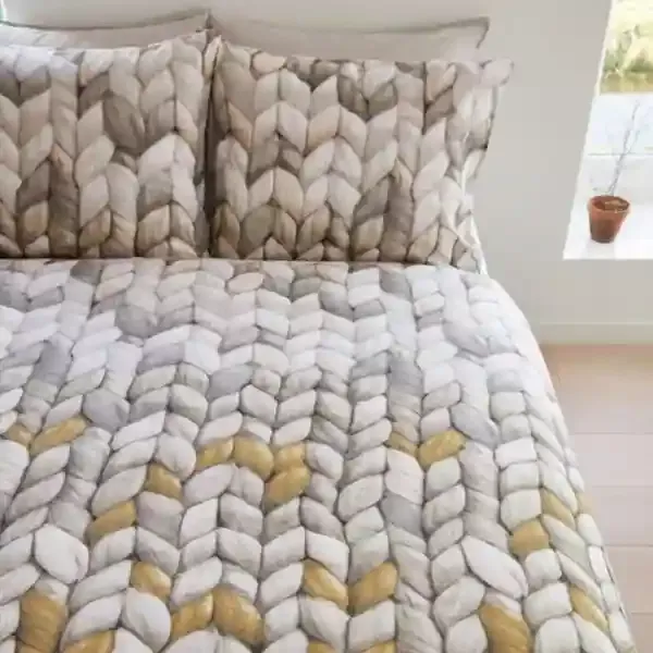 Bedding House Warmly Duvet Cover Set - 100% Cotton - King & Super King - 3 Pcs - Ochre product thumbnail 2