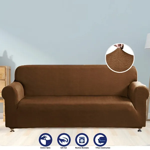 Nova Home Perfect Fit Stretch Sofa Cover 1 Seat - Brown product thumbnail 4