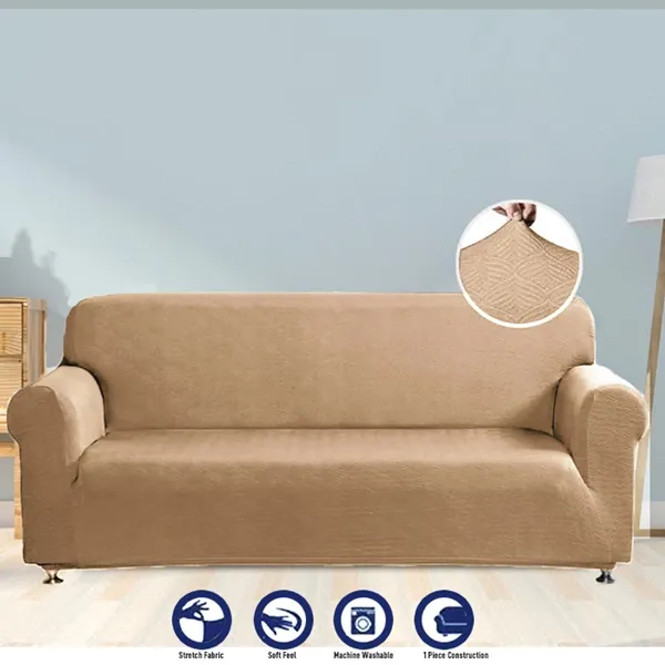 Nova Home Perfect Fit Stretch Sofa Cover 1 Seat - Beige product thumbnail 4