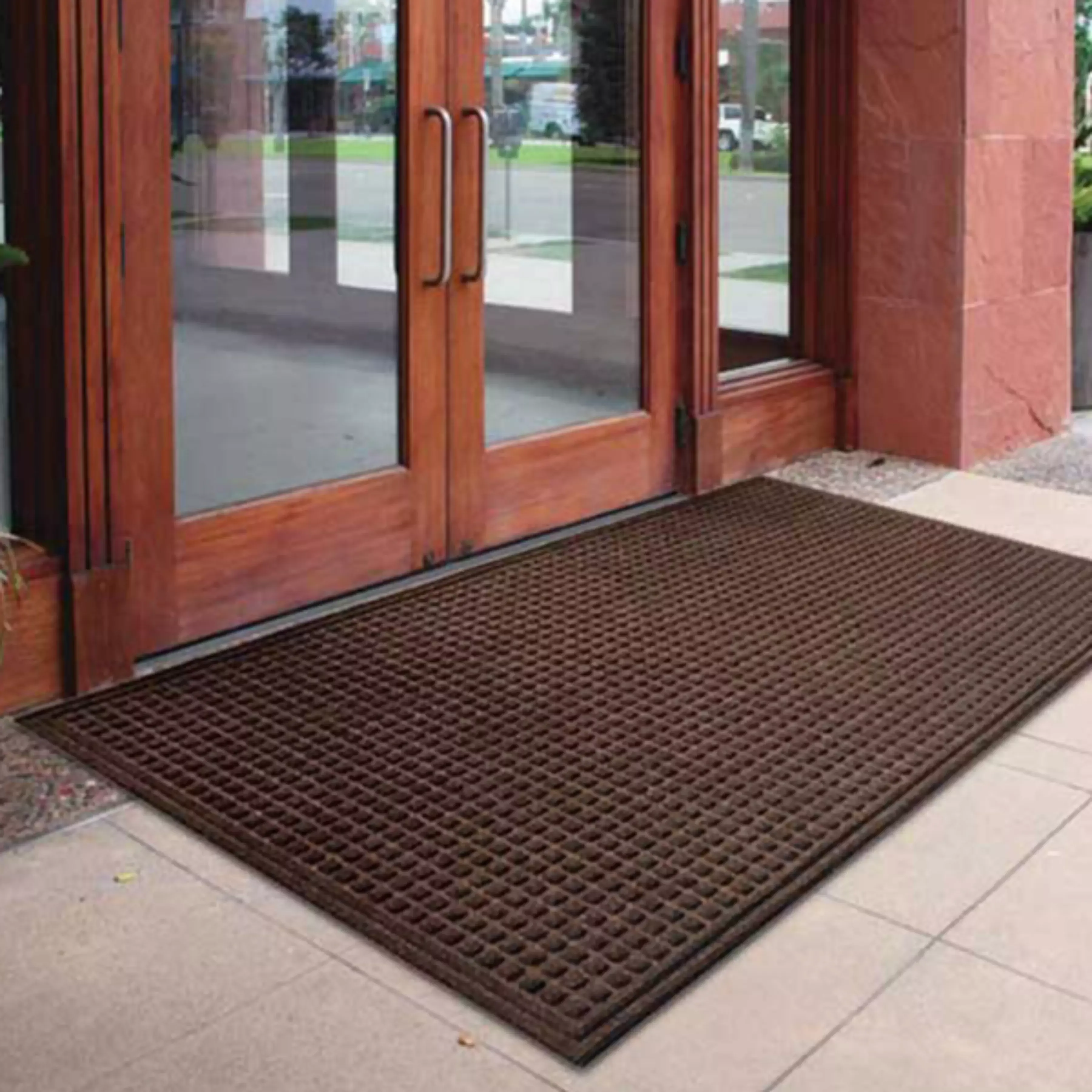 Nova Home Blocks Outdoor mat W & Rubber Backing - Brown (Available In Sizes) product thumbnail 2
