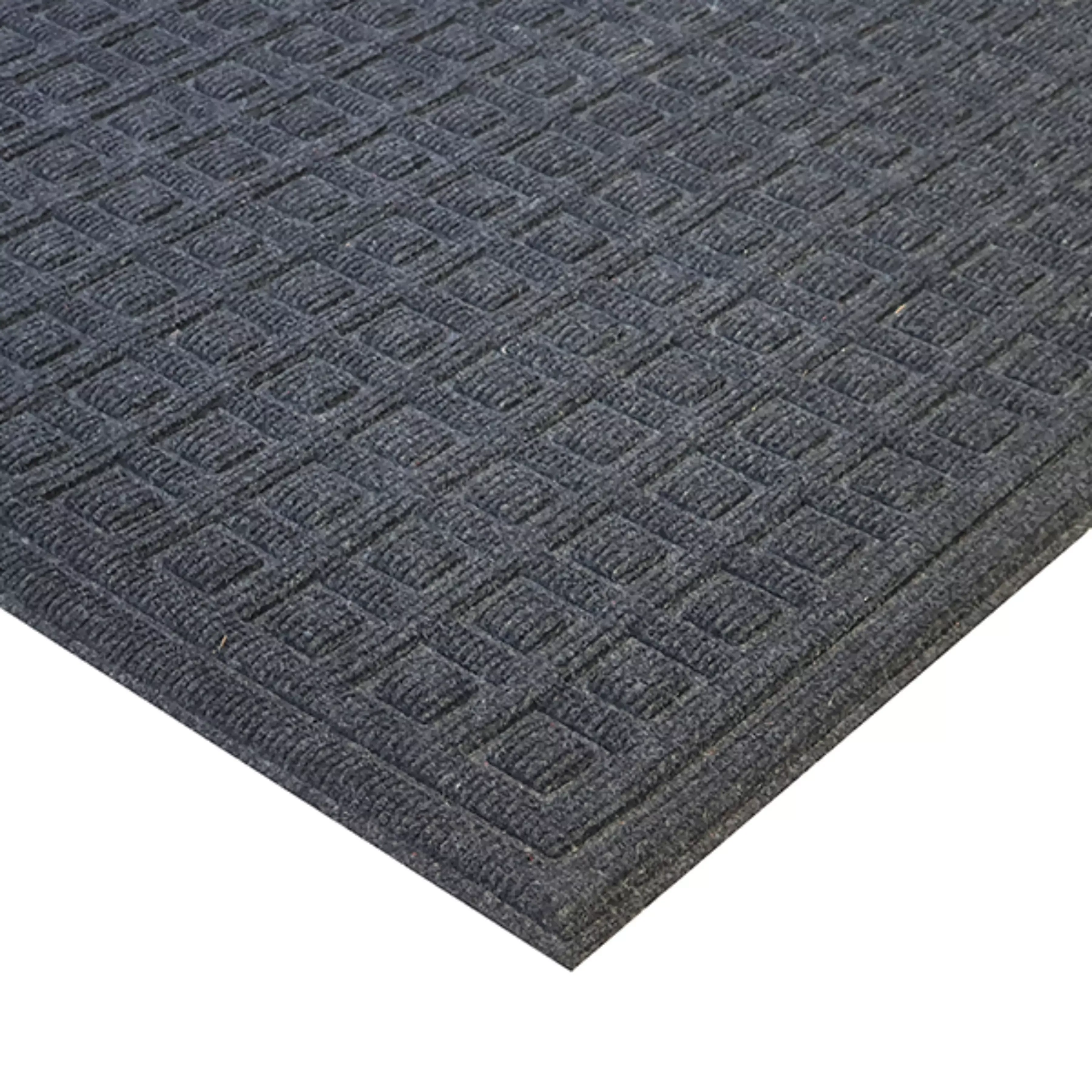 Nova Home Blocks Outdoor mat W & Rubber Backing - Charcoal (Available In Sizes) product thumbnail 3