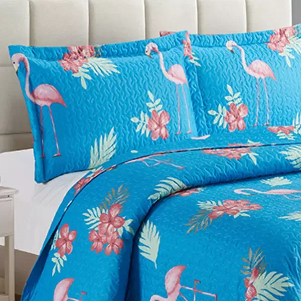 Nova Home "Flamingo" Bed Spread Set - 2 Pcs, Twin - Blue product thumbnail 2