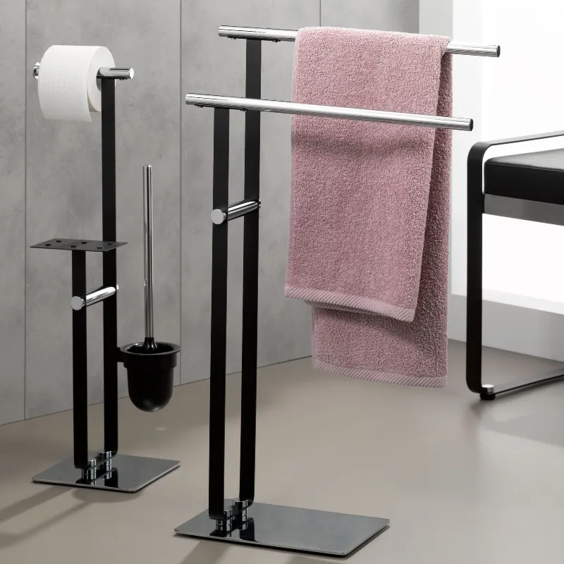 Kela Sirius Free-standing Toilet Set with Paper Holder - Chrome/Black product thumbnail 2