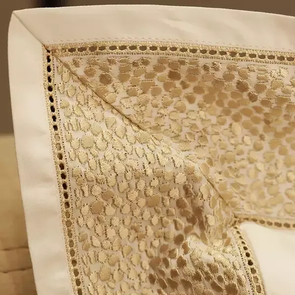 Nova Home Space Embroidery Duvet Cover Set - 100% Cotton, 400 Thread - King & Super King - 7 Pcs - White & Gold product thumbnail 6