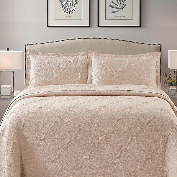 Nova Home Flosway Jacquard Bed Spread Set - 3pcs - King & Super King - Beige product thumbnail 3