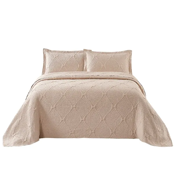 Nova Home Flosway Jacquard Bed Spread Set - 3pcs - King & Super King - Beige product thumbnail 5