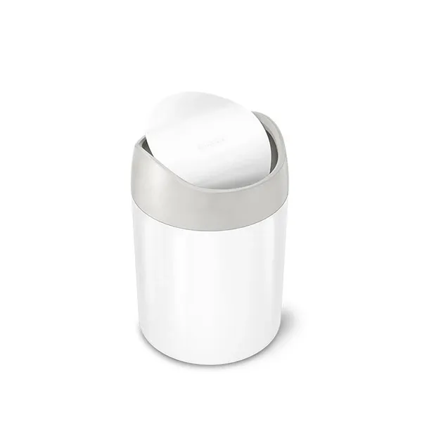 Simplehuman TableTop Trash Bin - Stainless steel - 1.5 Liter - White product thumbnail 3