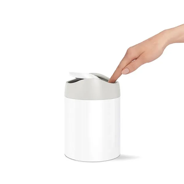 Simplehuman TableTop Trash Bin - Stainless steel - 1.5 Liter - White product thumbnail 2