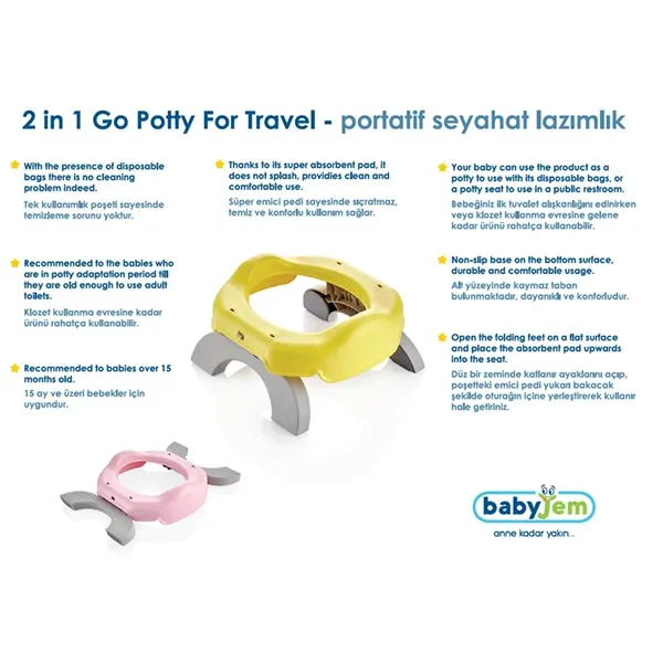 Babyjem Portable Potty - with three bags - Pink product thumbnail 4