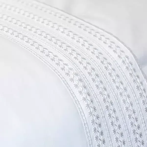 Nova Home Handy Embroidery Duvet Cover Set - 100% Cotton, 400 Thread - King & Super King - 7 Pcs - White product thumbnail 5