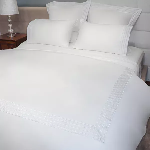 Nova Home Handy Embroidery Duvet Cover Set - 100% Cotton, 400 Thread - King & Super King - 7 Pcs - White product thumbnail 4
