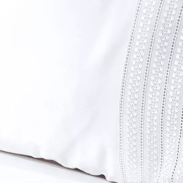 Nova Home Handy Embroidery Duvet Cover Set - 100% Cotton, 400 Thread - King & Super King - 7 Pcs - White product thumbnail 3