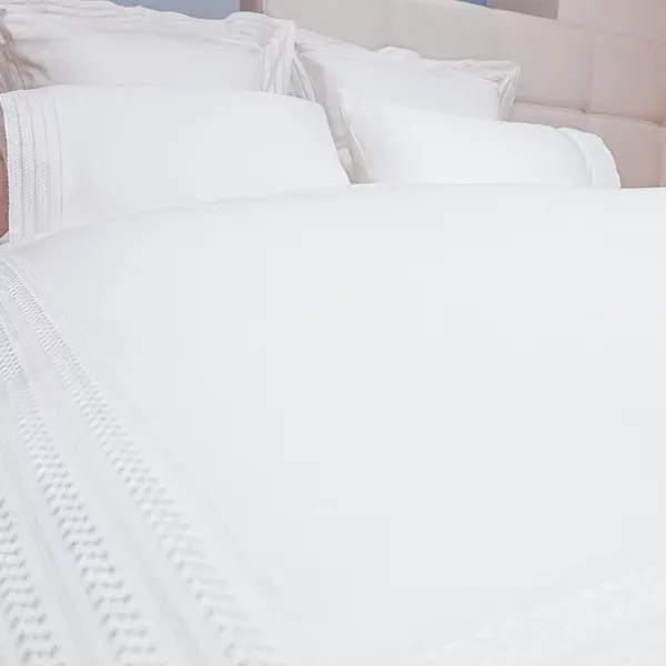 Nova Home Handy Embroidery Duvet Cover Set - 100% Cotton, 400 Thread - King & Super King - 7 Pcs - White product thumbnail 6