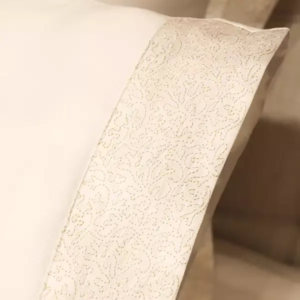 Nova Home Mesh Embroidery Duvet Cover Set - 100% Cotton, 400 Thread - King & Super King - 7 Pcs - White & Gold product thumbnail 5