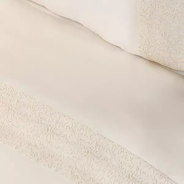 Nova Home Mesh Embroidery Duvet Cover Set - 100% Cotton, 400 Thread - King & Super King - 7 Pcs - White & Gold product thumbnail 9