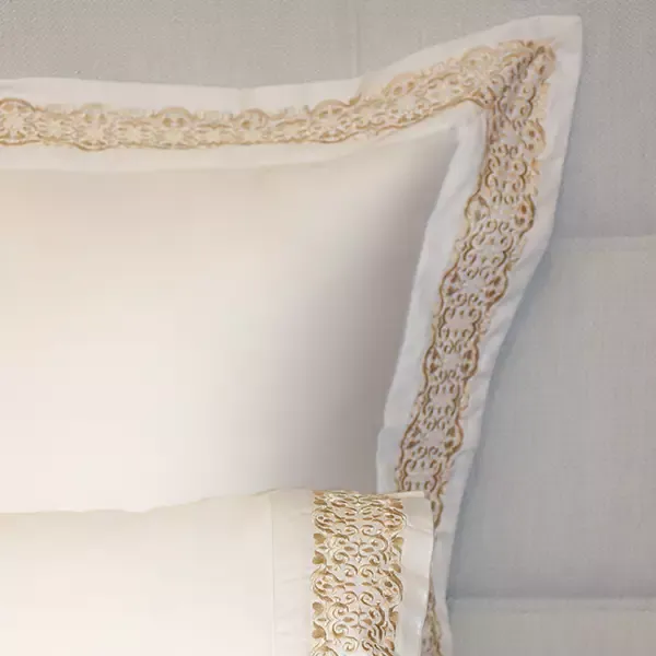 Nova Home Oriental Embroidery Duvet Cover Set - 100% Cotton, 400 Thread - King & Super King - 7 Pcs - White & Gold product thumbnail 4