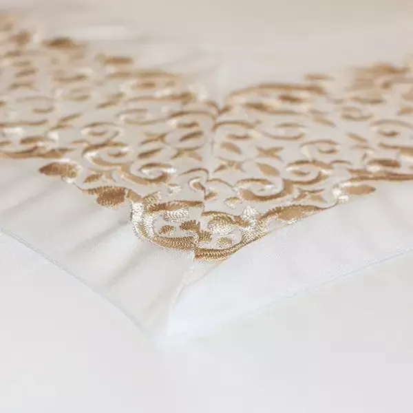Nova Home Oriental Embroidery Duvet Cover Set - 100% Cotton, 400 Thread - King & Super King - 7 Pcs - White & Gold product thumbnail 13